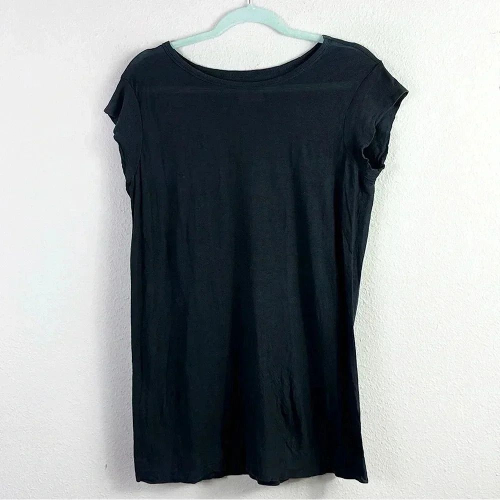 Athleta 100%‎ Organic Cotton Seamless Cap Sleeve Black Shirt Size Medium